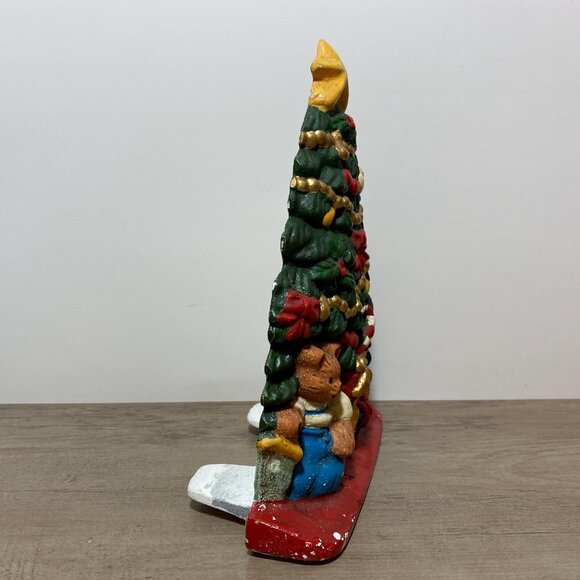 Vintage Christmas Stocking Holder Painted HEAVY Cast Iron Vintage 1990s - Picture 2 of 5